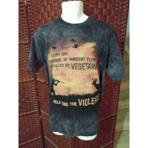 The Mountain Funny Hunting T Shirt Help End The violence Vegetarians Large